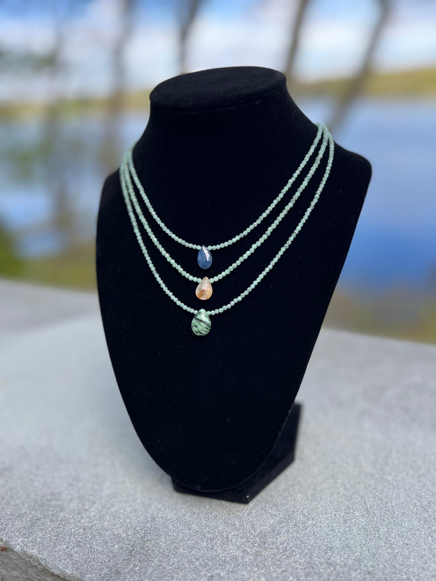 Jade & Rutliated Quartz Necklace