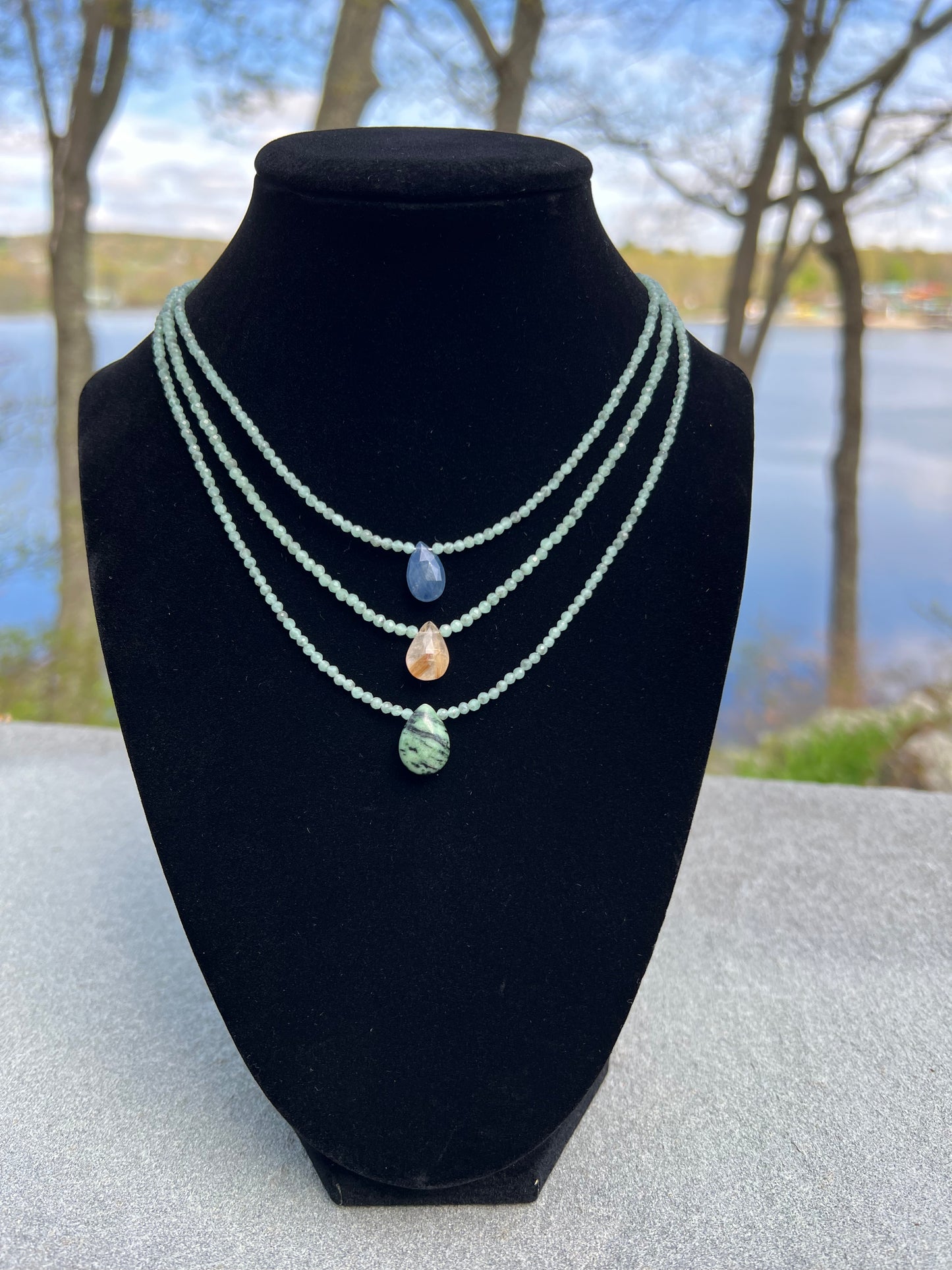 Jade & Rutliated Quartz Necklace