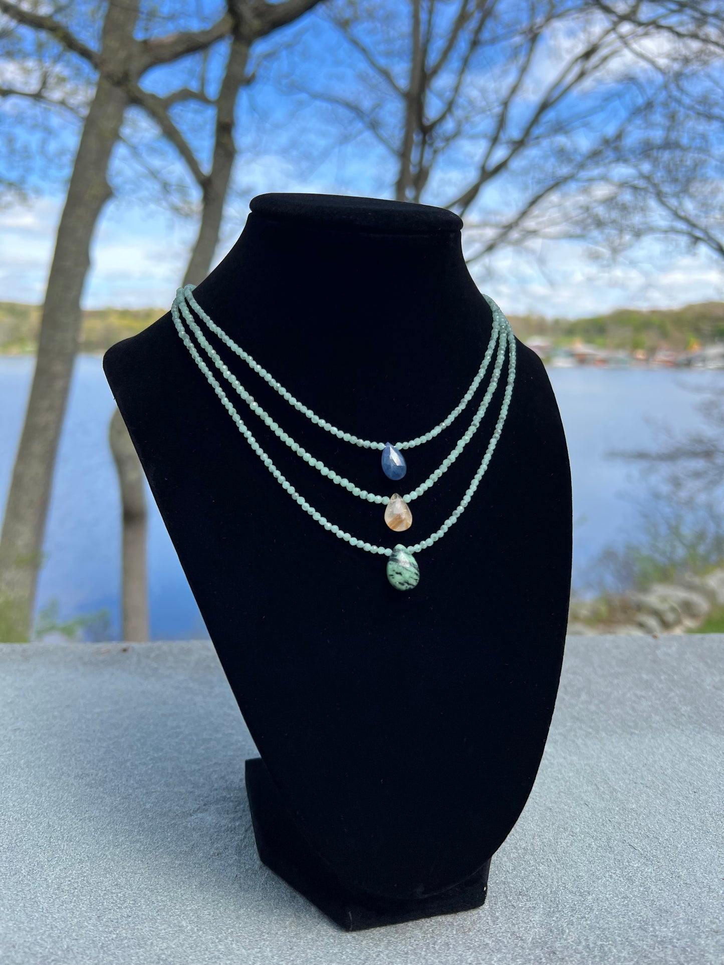 Jade & Rutliated Quartz Necklace