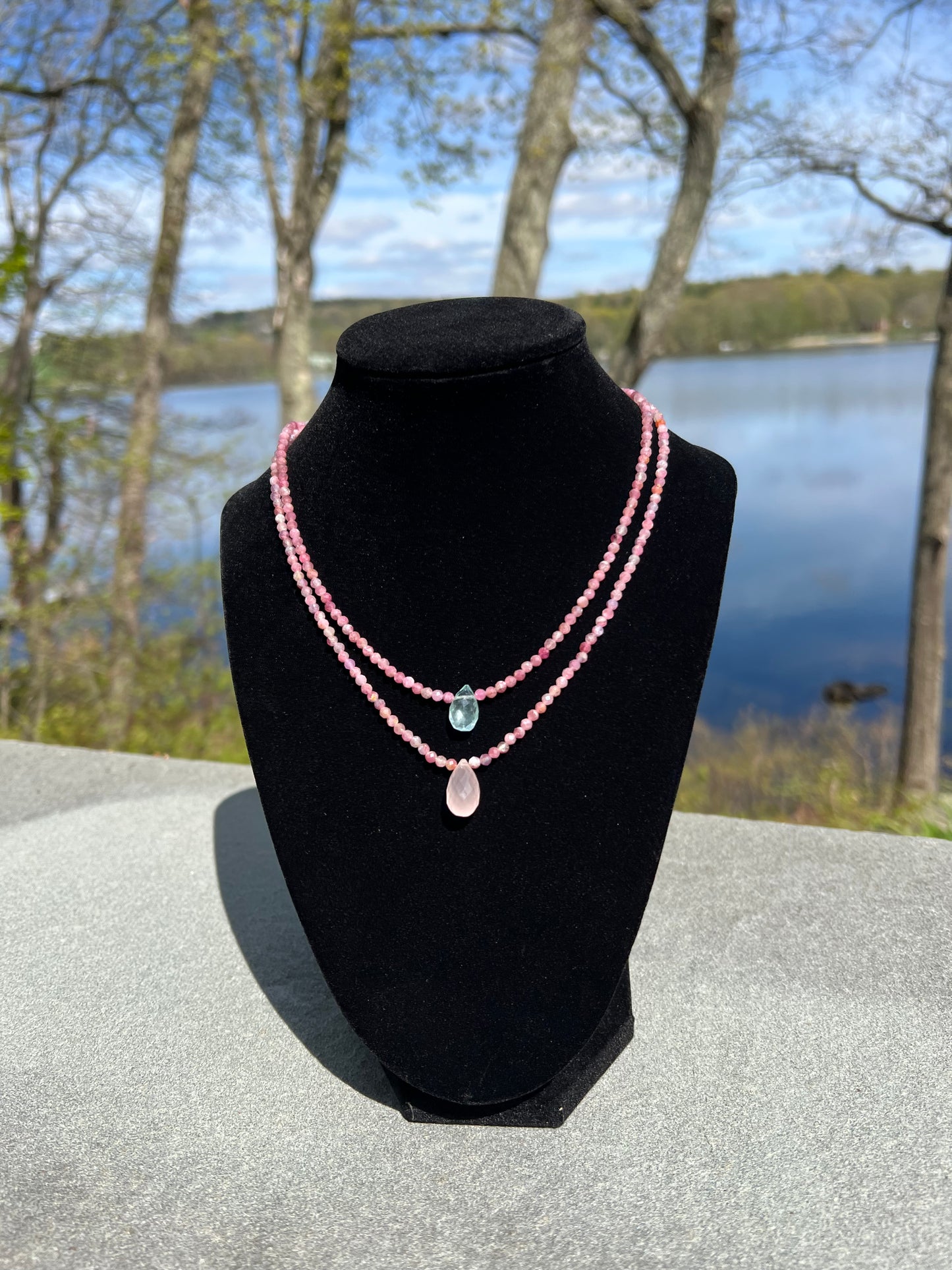 Pink Tourmaline & Aquamarine Necklace