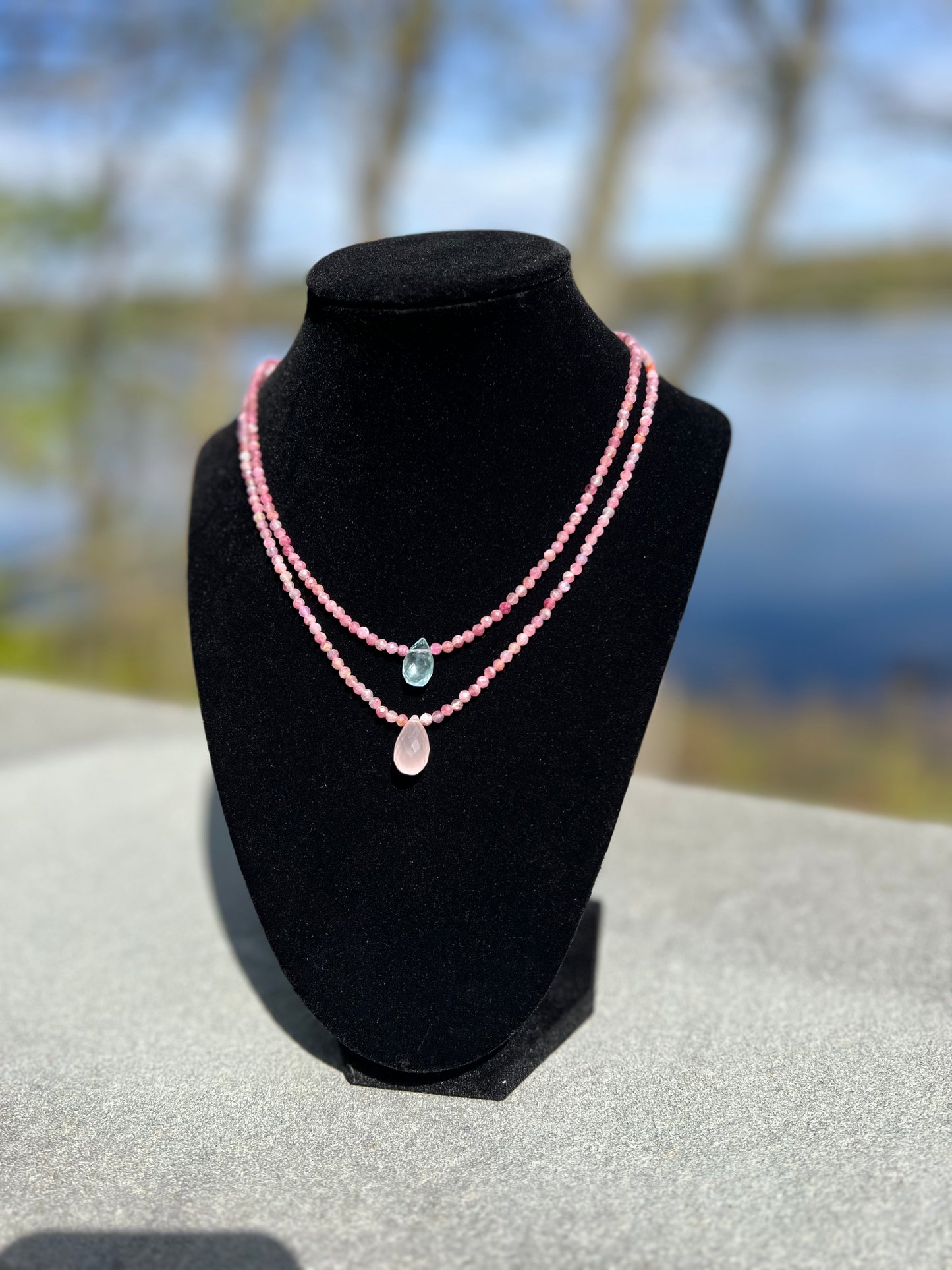 Pink Tourmaline & Aquamarine Necklace