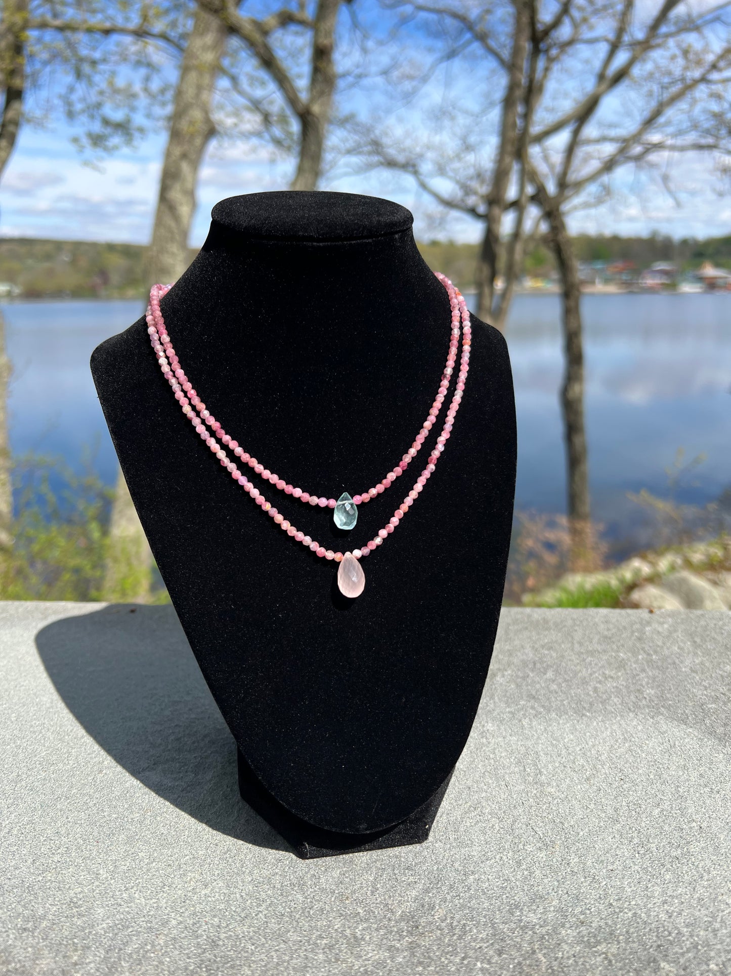 Pink Tourmaline & Aquamarine Necklace