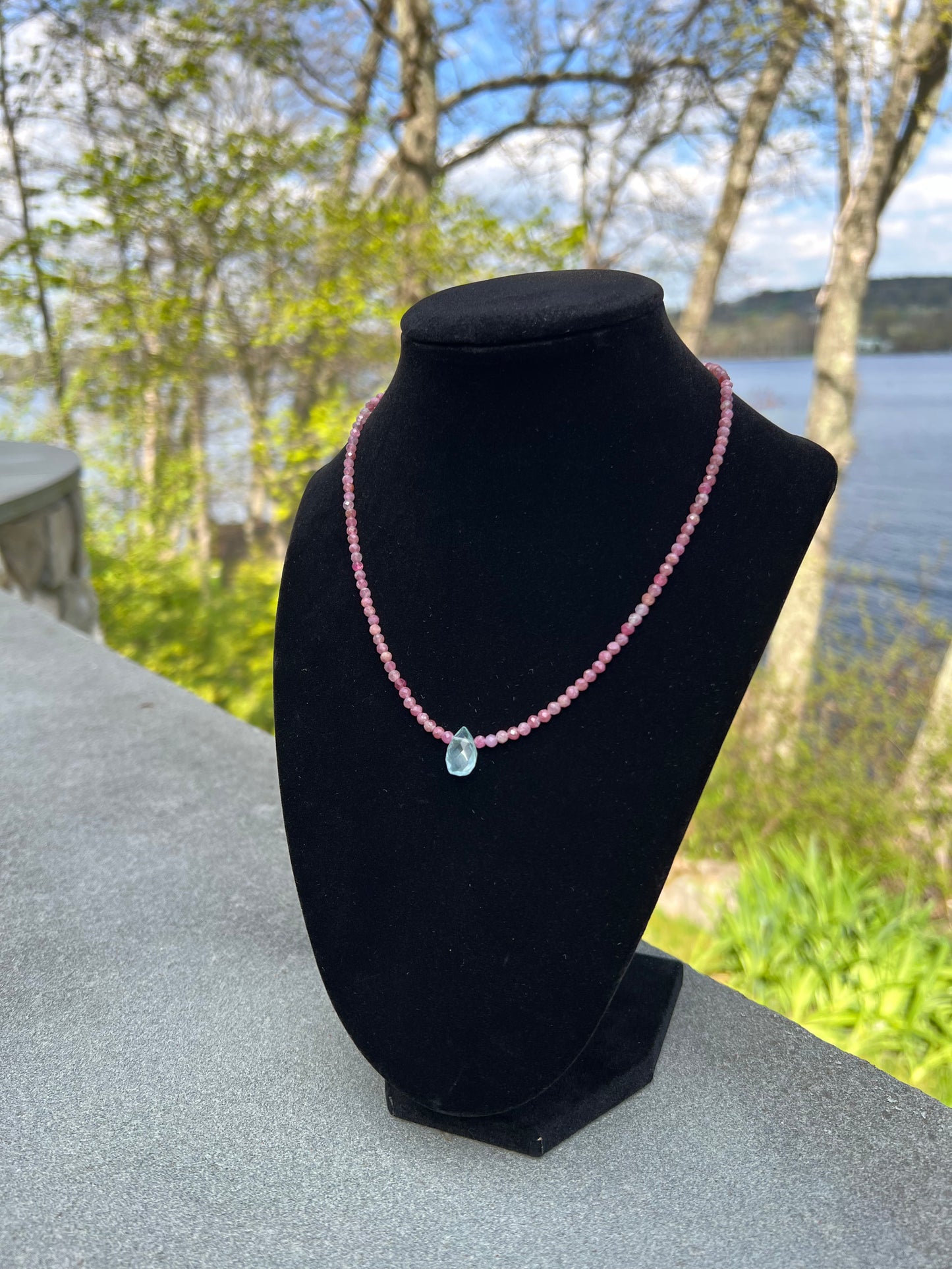 Pink Tourmaline & Aquamarine Necklace