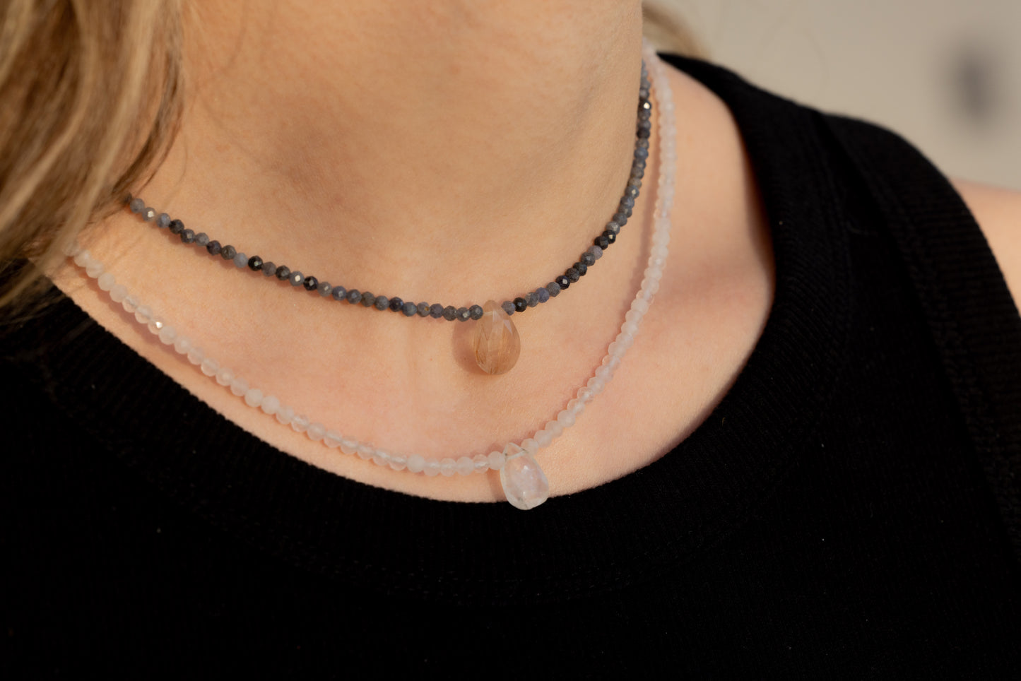 Sapphire & Rutilated Quartz Necklace